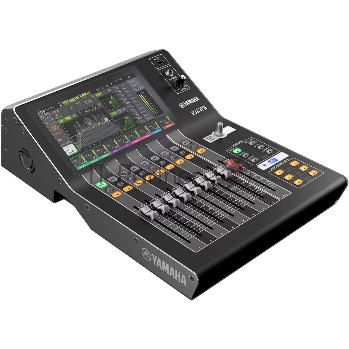 Микшер Yamaha DM3 цифровой, компактный, Dante, 9 фейд, 9" мультисенсорный экран, входные каналы микширования: 16 моно + 1 стерео + 2 FX возврат, шины: 1 стерео, 6 миксов, 2 FX, 2 матрицы (поддерживает ввод в матрицу), локальный ввод-вывод: 16 микрофонн