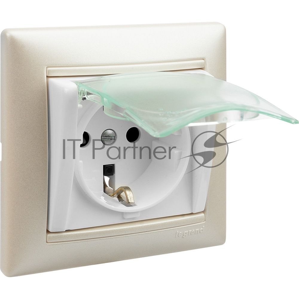 Розетка Legrand Valena 774220 влагозащищенная IP44 с заземлением с крышкой и защитными шторками (белая)