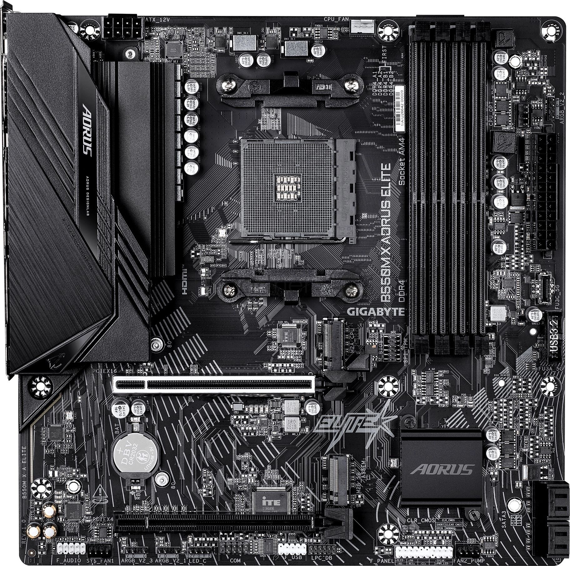 Материнская плата Gigabyte B550M X AORUS ELITE, AM4, AMD B550, 4xDDR4, 4xSATA, 2xM.2 PCIe 4.0/3.0, 1xPCIe 4.0 x16, 1xPCIe 3.0 x4, 1xHDMI, 1xDisplayPort, 1x 2.5Gb LAN, 4xUSB 3.2 Gen 1, 1xUSB Type-C 3.2 Gen 1, 2xUSB 2.0, 3x3.5 мм, 7.1, microATX