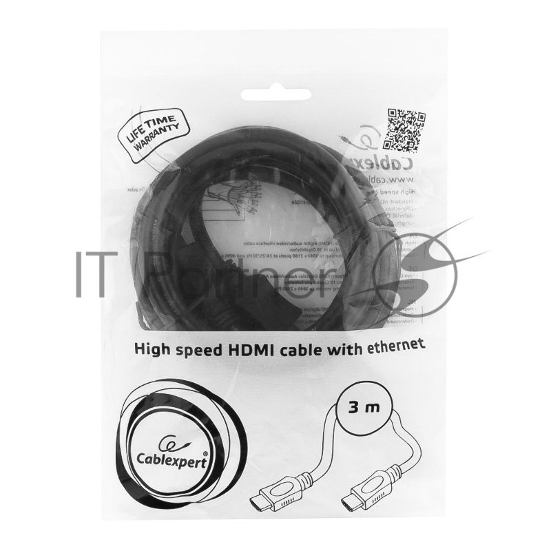 Кабель Cablexpert HDMI CC-HDMI4L-10, 19M/19M, v2.0, серия Light, позол.разъемы, экран, 3м, черный, пакет