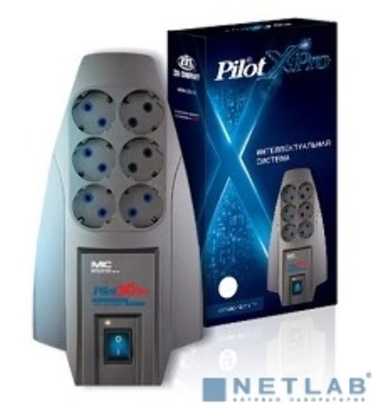 Сетевой фильтр Pilot X-Pro 3 м, 6 розеток, серый, коробка