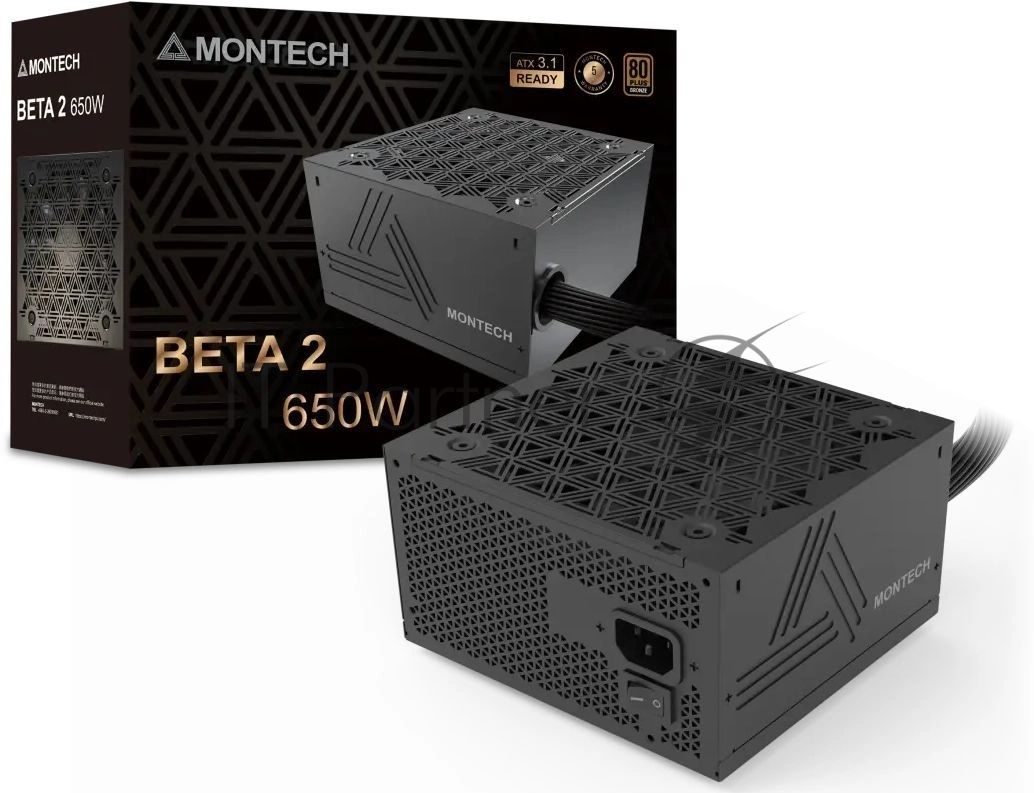 Блок питания Montech BETA 2 650W, 650Вт, 80+ Bronze, 120мм, немодульный, черный