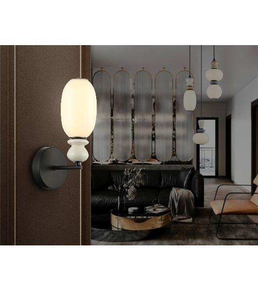 Настенный светильник Ambrella light LH53148 BK/FR черный/белый 6W 3000K 100*165*310