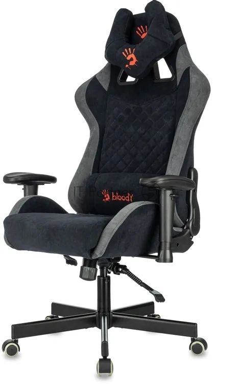Кресло игровое эргономичное A4Tech Bloody GC-580 черный/серый искусственная замша с подголов. крестов.