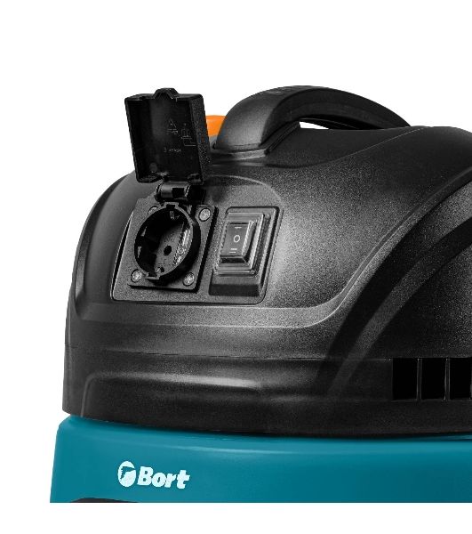 Строительный пылесос Bort BSS-1220-M (93417814) синий, 270/1200 Вт, уборка сухая/влажная, пылесборник мешок/контейнер, 20 л