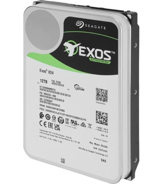 Жесткий диск HDD Seagate Exos X24 12Tb 7200rpm SAS 512Mb 3.5"