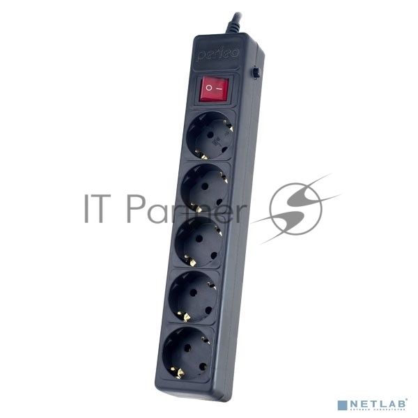 Сетевой фильтр Perfeo "POWER+" PF_A4658, 1,8 м, 5 розеток, черный (PF-PP-5/1,8-B)