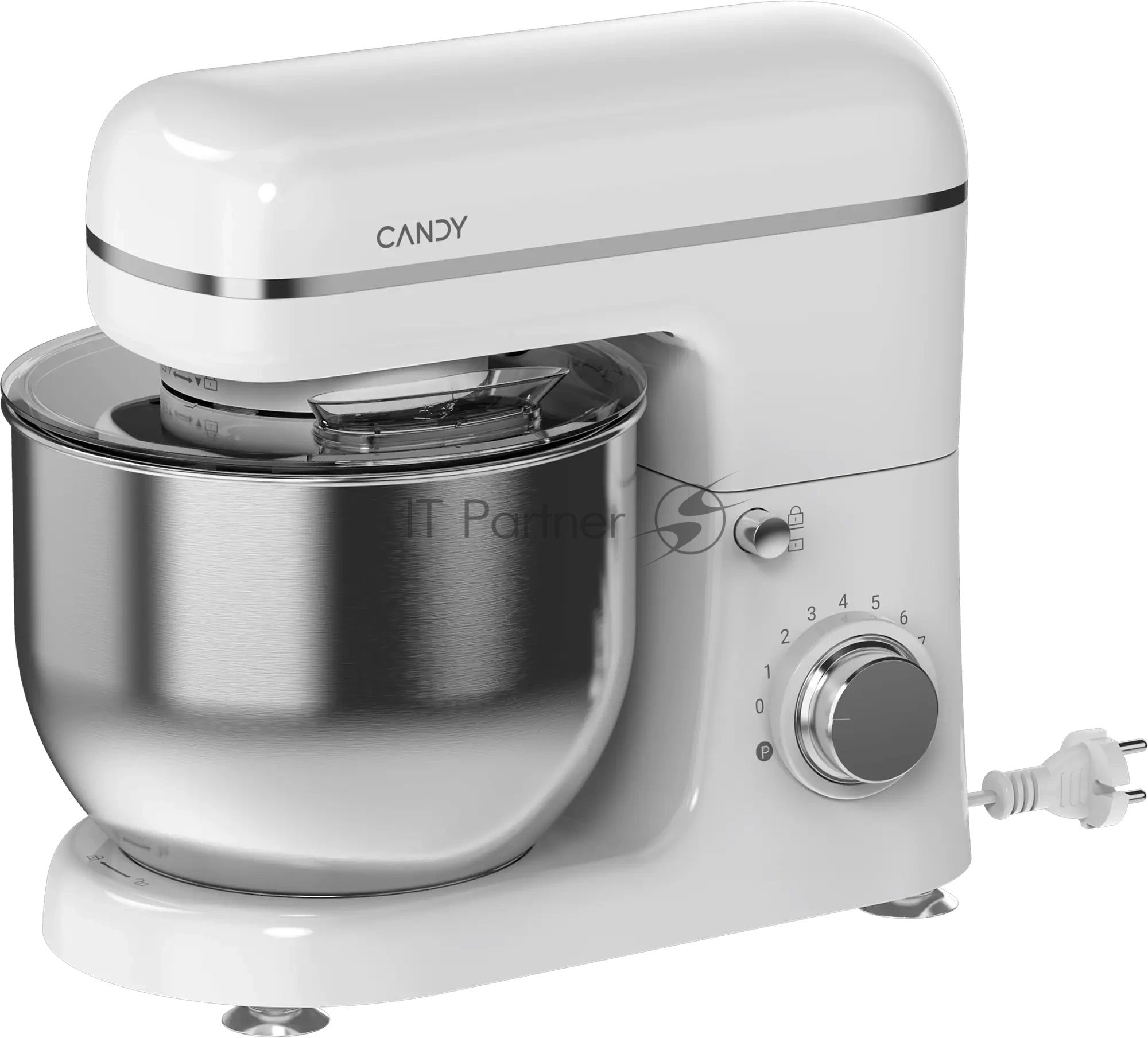 Миксер Candy CM-502 белый, планетарный, 1300 Вт, 5.3 л, 8 скоростей