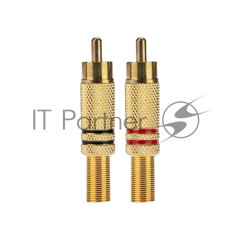 Разъем штекер Proconnect RCA металл пайка ZN черный/красный GOLD