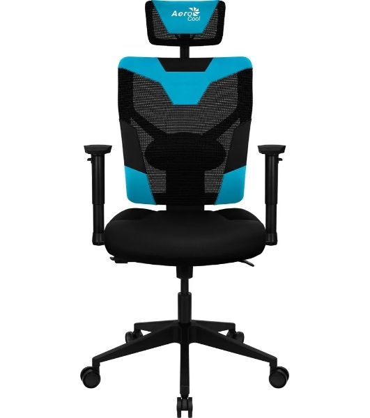 Кресло Aerocool GUARDIAN Ice Blue голубой, сетка, 150 кг, подголовник, регулируемые подлокотники, механизм качания, поясничная подушка