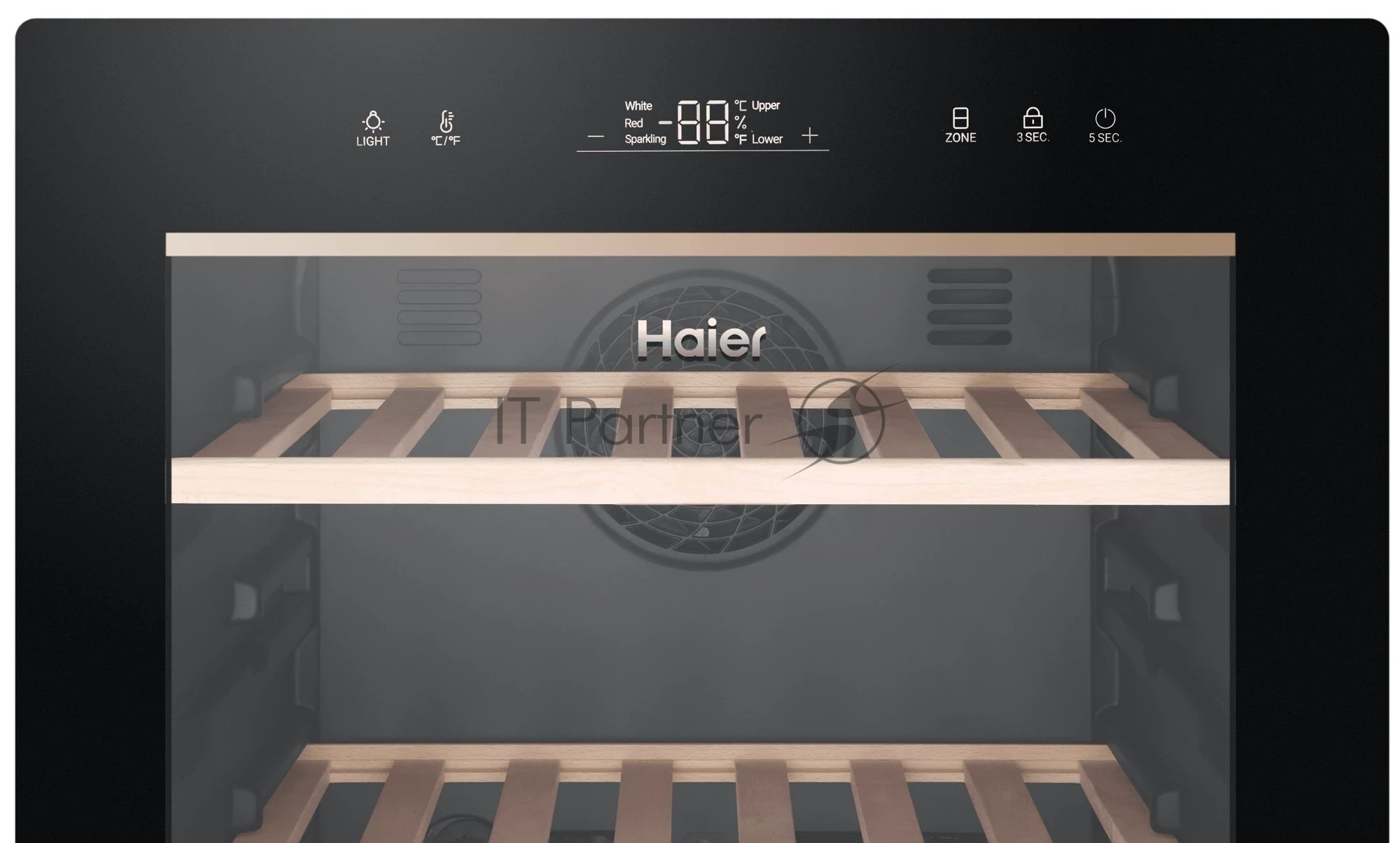 Винный шкаф Haier FWC77GDAE1 черный, 190 л, 2 отсека, 77 бут., класс A