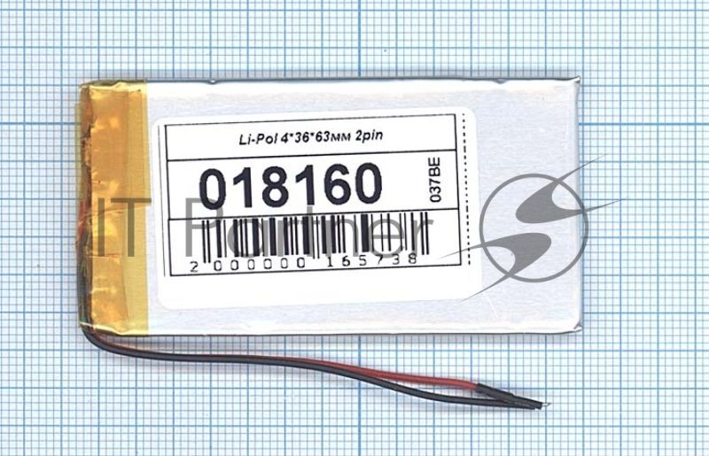 Аккумулятор Li-Pol (батарея) 4x36x63мм 2pin 3.7V/800mAh