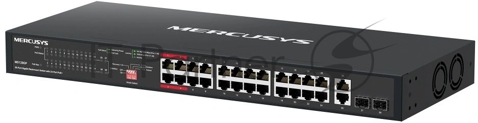 Коммутатор Mercusys MS128GP, 24×1 Гбит/с PoE + 2×1 Гбит/с + 2×1 Гбит/с SFP, неуправляемый
