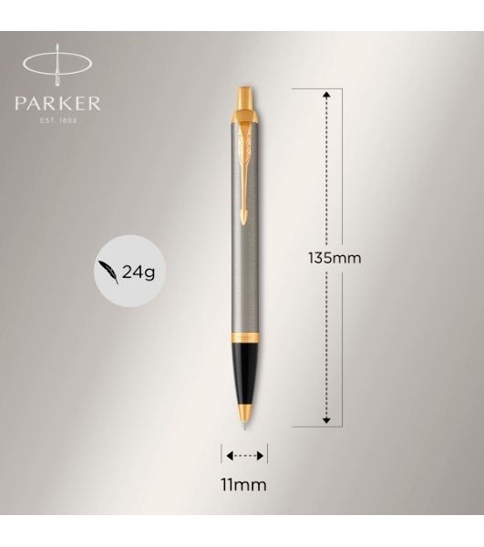 Набор ручек Parker IM Core TK223 (CW2093217) Brushed Metal GT, подарочная коробка, ручка роллер, ручка шариковая сменный стержень, 1 стержень, круглая