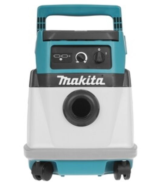 Строительный пылесос Makita DVC150LZ гибридное, белый, 320 Вт, уборка сухая/влажная, пылесборник мешок/контейнер, 15 л