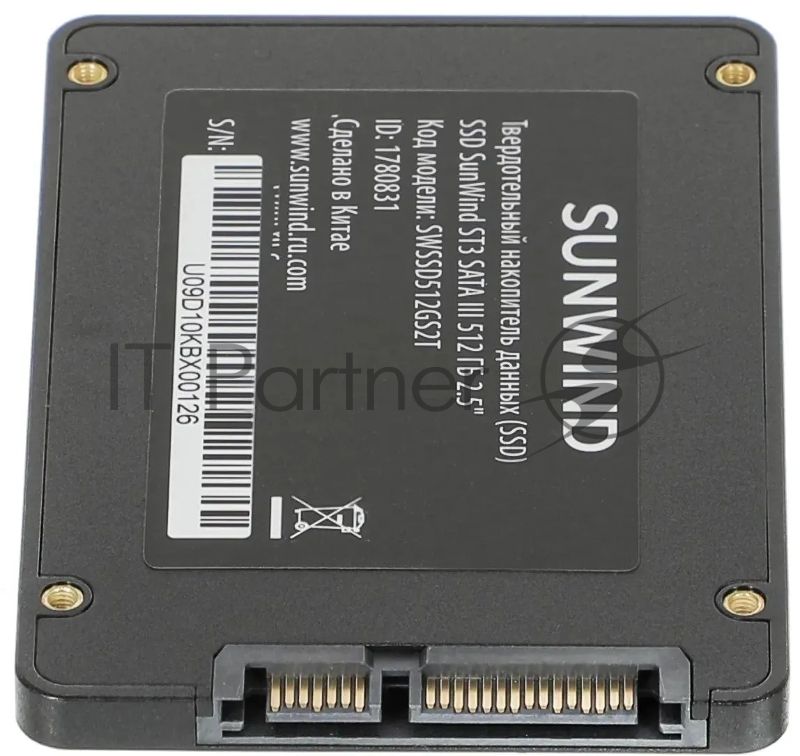 Накопитель SSD SunWind ST3 SWSSD512GS2T, 512Gb, SATA III, 2.5", R/W 500/400