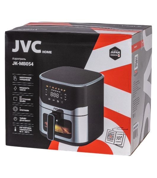 Аэрогриль JVC JK-MB054 черный, 1800 Вт, 6 л, сенсор, 7 программ