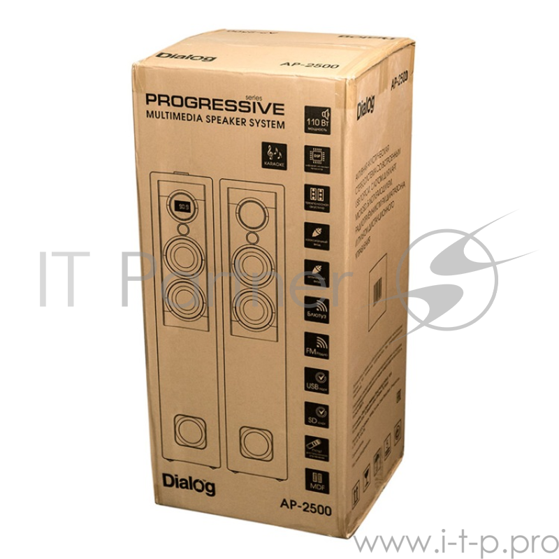 Колонки Dialog Progressive AP-2500 BLACK 2.0 (110W RMS, BT, FM, USB, DSP,Optical,Coaxial,ДУ)