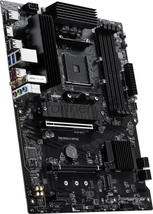 Материнская плата MSI PRO B550-S WIFI6E, AM4, AMD B550, 4xDDR4, 4xSATA, 2xM.2 PCIe, 1xHDMI, 1x 1Gb LAN, 8xUSB (4xUSB 2.0, 2xUSB 3.2 Gen1, 1xUSB 3.2 Gen2 Type-A, 1xUSB 3.2 Gen2 Type-C), 3x3.5 мм, 7.1, ATX