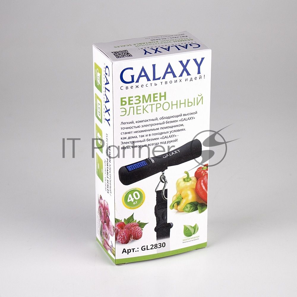 Безмен электронный Galaxy GL 2830, черный, максимальный вес 40 кг, сверхточная сенсорная система датчиков, ЖК-дисплей с подсветкой, цена деления 10 г, функция обнуления массы тары, автомат. отключение, индикатор перегрузки, индикация низкого уровня заряда