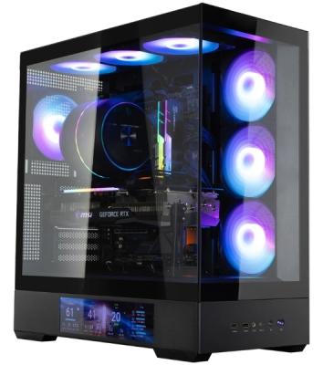 Компьютерный корпус ZALMAN P40 DS, ATX, черный, WINDOW, 9.1-inch LCD screen, 2xCombo(2.5” or 3.5”), 1x2.5”, 1xUSB TYPE-C, 2xUSB 3.0, SIDE 3x120мм ARGb, REAR 1x120мм ARGb