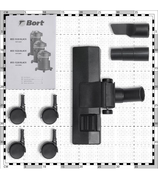 Строительный пылесос Bort BSS-1220 черный (93412598) 240/1200 Вт, уборка сухая/влажная, пылесборник мешок/контейнер, 20 л