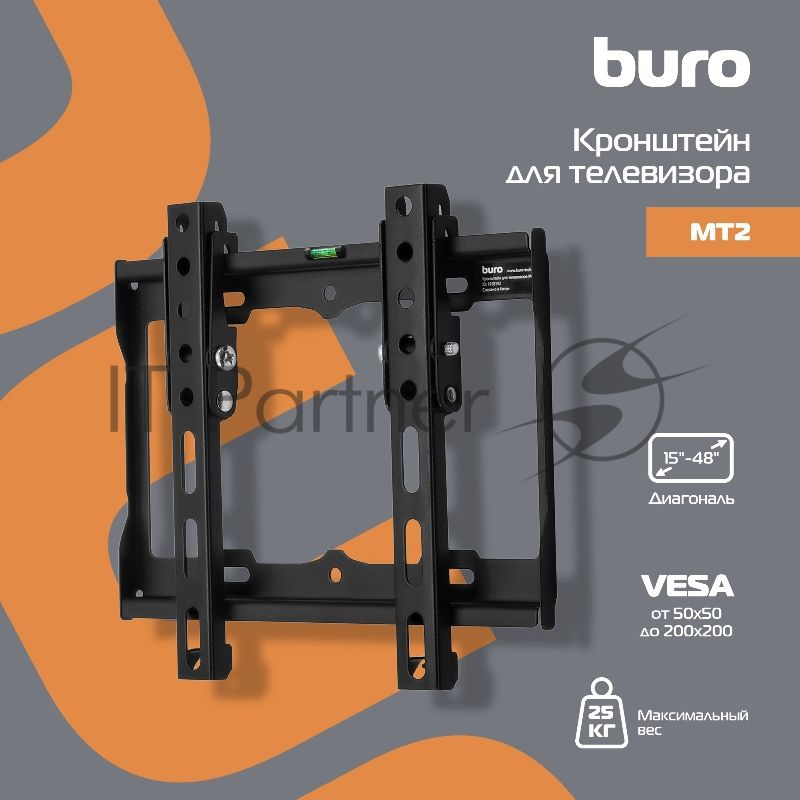 Кронштейн для телевизора Buro MT2 черный 15"-48" макс.25кг настенный наклон