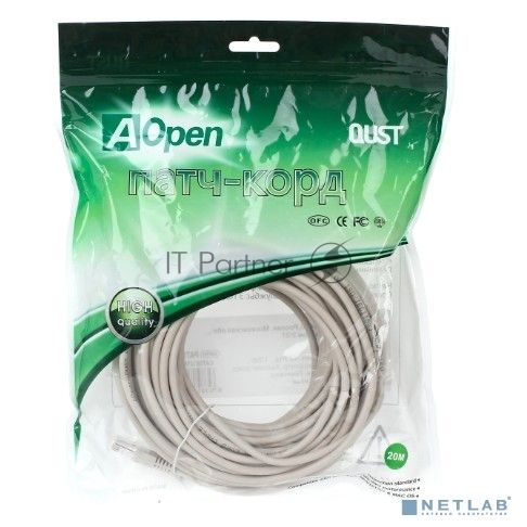 Патч-корд литой "Aopen" UTP cat.5е 20м серый