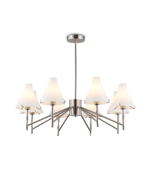 Люстра Ambrella light LH57125/8 SN/FR никель/белый матовый E14/8 max 40W D800*650
