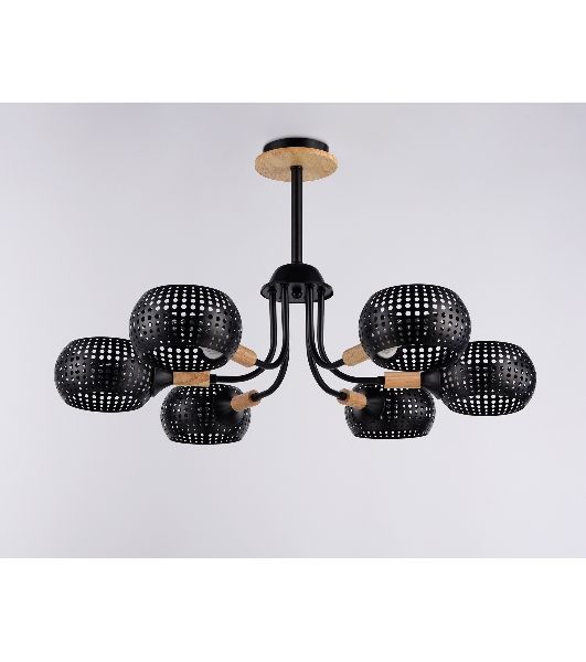 Светильник Ambrella light TR80167/6 BK/LWD черный/светлое дерево E14/6 max 40W D690*370
