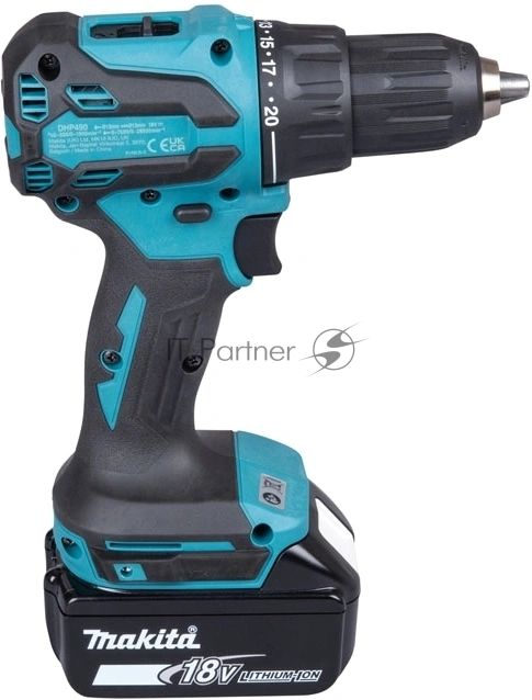 Дрель-шуруповерт Makita DHP490F003, 18 В, 3 Ач, 50 Нм, бесщеточный, ударный