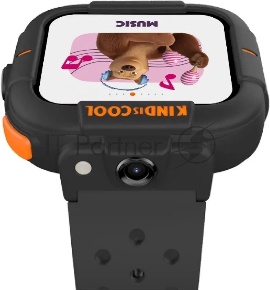 Детские умные часы Elari KidPhone Маша и Медведь, 1.76" IPS, 4G, Wi-Fi, Bluetooth 4.2, IP67, черный