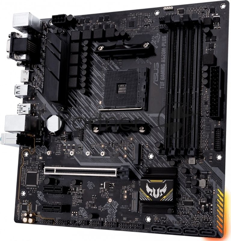 Материнская плата Asus TUF GAMING A520M-PLUS II , AM4, AMD A520, 4xDDR4, 4xSATA, 2xM.2, 1xPCIe 3.0 x16, 2xPCIe 3.0 x1, 1xVGA, 1xDVI, 1xHDMI, 1x1Gb LAN, 1xUSB-A 10Gbps, 4xUSB-A 5Gbps, 2xUSB-A 2.0, 3x3.5 мм, 7.1, mATX