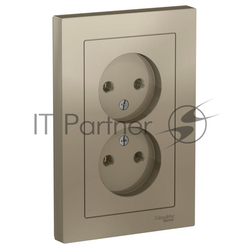 Розетка 2-м AtlasDesign без заземл. 16А в сборе шампань SchE ATN000520