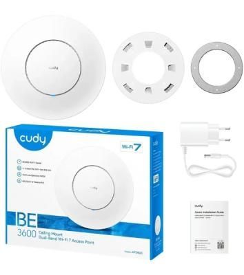 Точка доступа Wi-Fi CUDY BE3600 Wi-Fi 7 2 5G Access Point BE3600 Dual Band Ceiling Mount Wi-Fi 7 Access Point, Chipset Broadcom, 802.11be/ax/ac/a/b/g/n, 2880Mbps at 5GHz +688Mbps at 2.4GHz, 1 x 2.5G RJ45 Port, MU-MIMO, Support 12V DC or 802.3at PoE or Pas