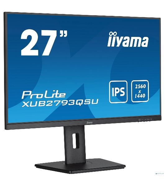 Монитор 27" Iiyama ProLite XUB2793QSU-B7 IPS 2560x1440, 100 Гц, 1 мс, 16:9, 300 кд/м², HDMI 2.0, DP 1.2, 3.5 Jack, USB Hub (2x USB 3.0), динамики (2x2 Вт), Adaptive-Sync, черный