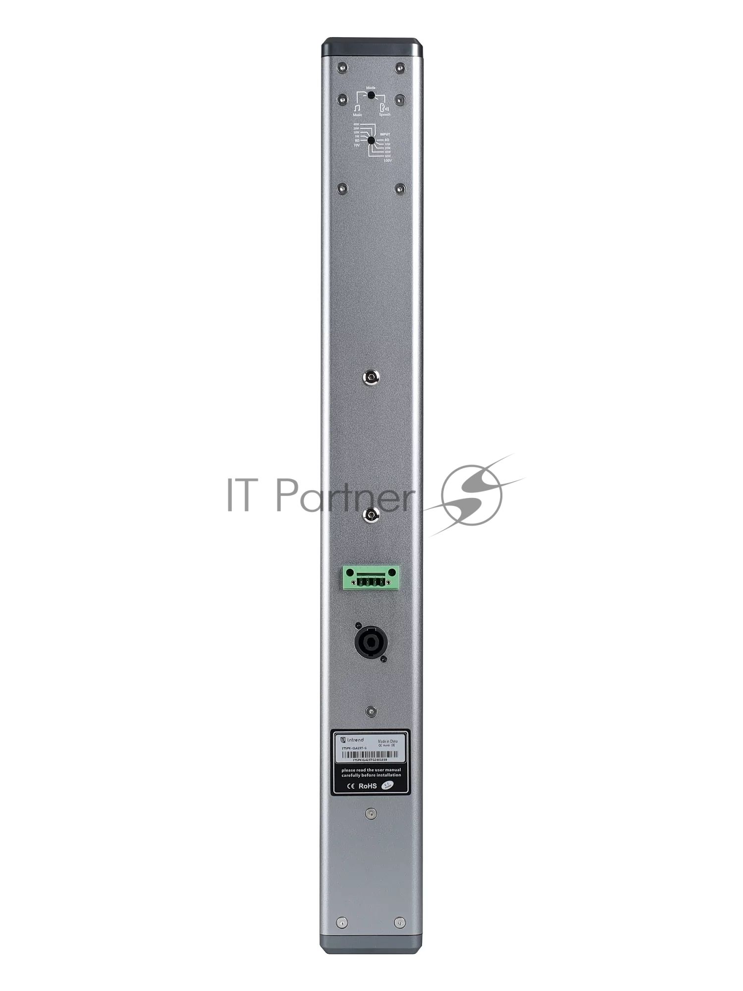 Звуковая колонна Intrend ITSPK-CL425T-G пассивная, 4x2.5", 8 Ом / 100V (100Вт), SPL 113dB, 106Hz-20kHz, 120°x20° (HхV), вес 3.4кг, цвет угольный металлик, крепление в комплекте, (цена за 1шт., в упаковке 2 шт.)