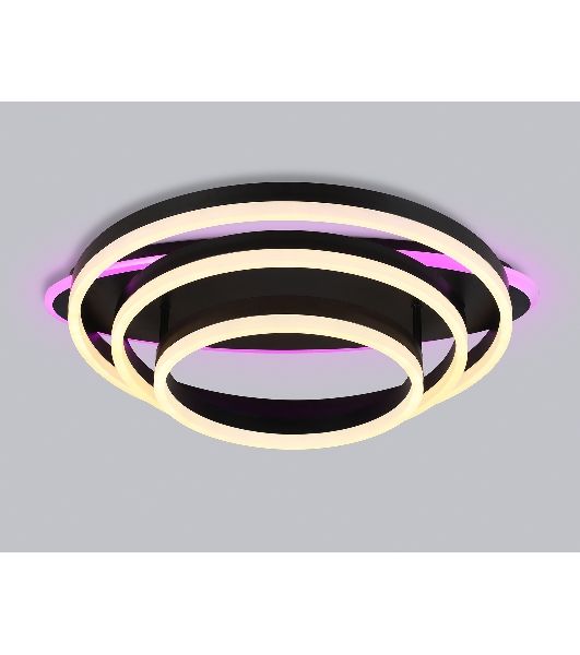 Потолочный светодиодный светильник FA8524 BK черный 146W 3000K-6400K+RGB 560*500*150 (ПДУ РАДИО 2.4G)