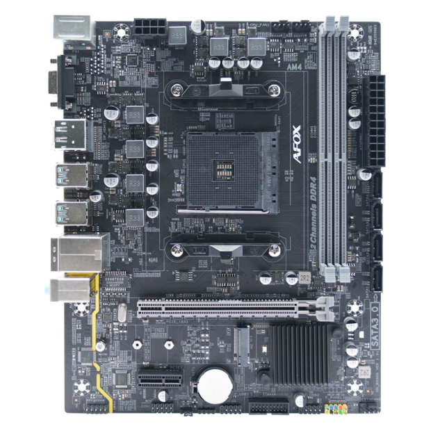 Материнская плата AFOX B550-MA-V4, AM4, AMD B550, 2xDDR4, 4xSATA, 1xM.2, 1xPCIe 3.0 x16, 1xPCIe 3.0 x1, D-Sub, DisplayPort, HDMI, 1x 1Gb LAN, 6xUSB, 5.1, microATX