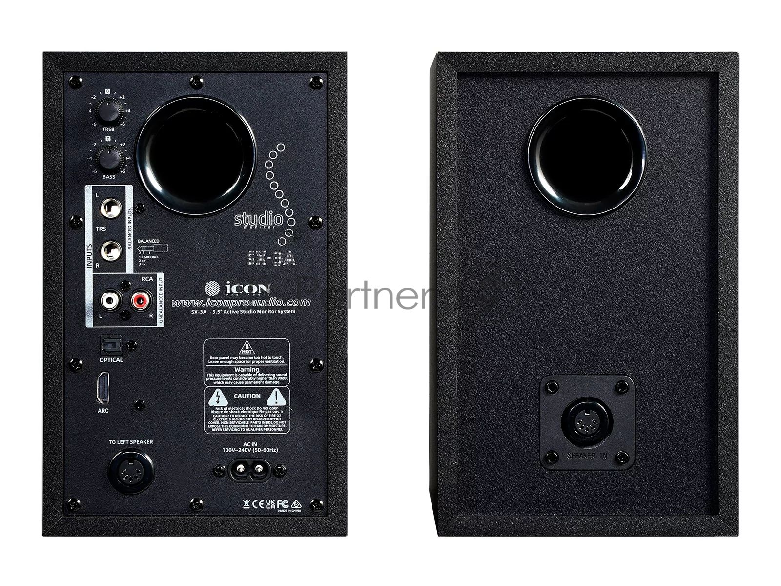 Акустическая система (студийный монитор) SX-3A (пара) Icon SX-3A (пара) активный, 2-х полосный, АЧХ 45-20000 Гц, мощн. ВЧ/НЧ 2x10 Вт/2x20 Вт, входы 2x1/4" TRS, 2xRCA, 1/8 mini Jack AUX, выходы 1/8 TRS mini Jack для наушников, HDMI-ARC, Toslink, Blu