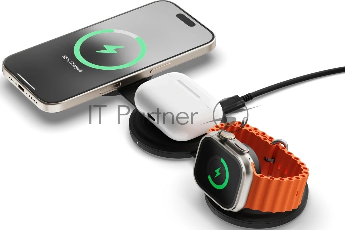 Переносное зарядное устройство Satechi Qi2 OntheGo 3-in-1 Wireless Charger, черный