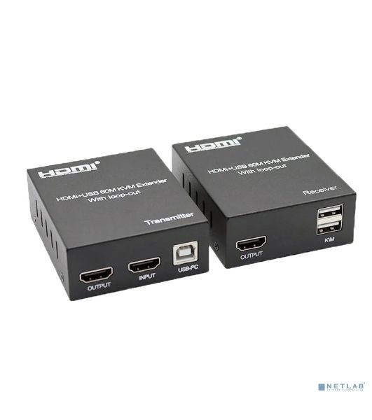 Удлинитель HDMI KVM ORIENT VE049, HDMI KVM extender (Tx+Rx), HDMI+USB+Audio удлинитель до 60 м по витой паре Cat5e/6, HDMI 1.4, 4K@30Hz/1080p@60Hz, HDCP (31211)