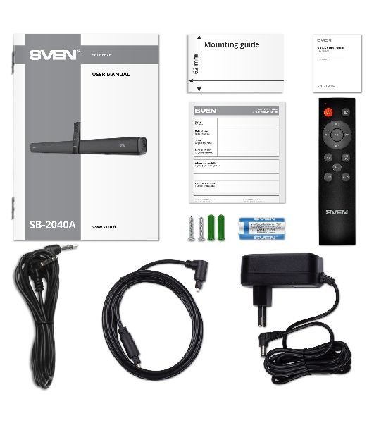 Саундбар SVEN SB-2040A, черный (40 Вт, Bluetooth, HDMI, ПДУ, Optical, USB, дисплей)