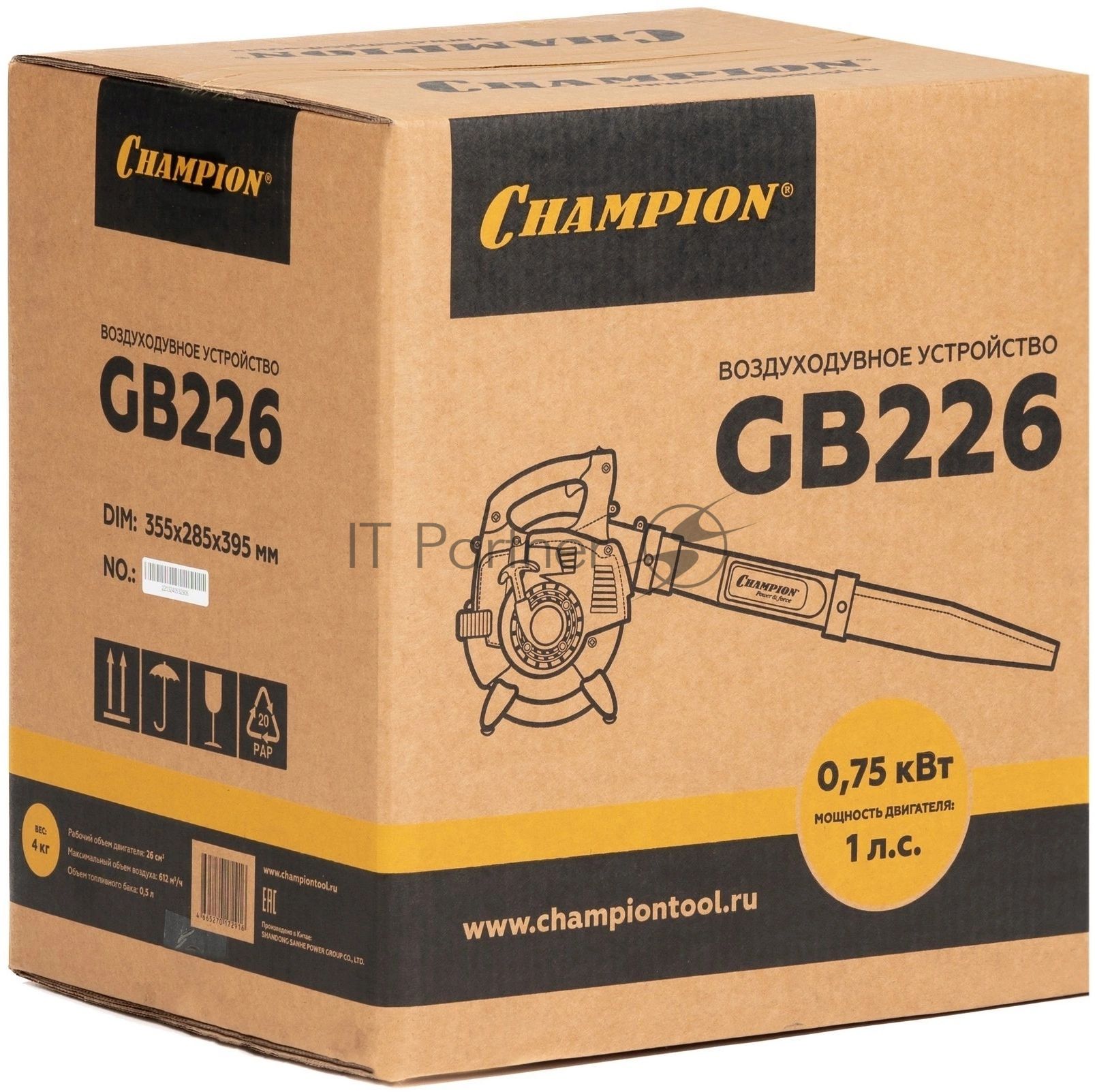 Воздуходувка бензо Champion GB2260.75кВт/1лс 26см3 612м3/ч 5кг
