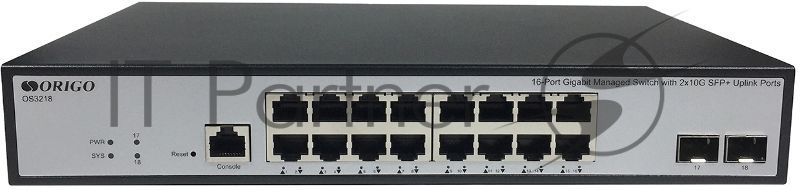 Коммутатор управляемый ORIGO OS3218/A1A, L3, 16x1000Base-T, 2x10Gbase-X SFP+, консольный порт RJ-45, комплект для установки в 19" стойку