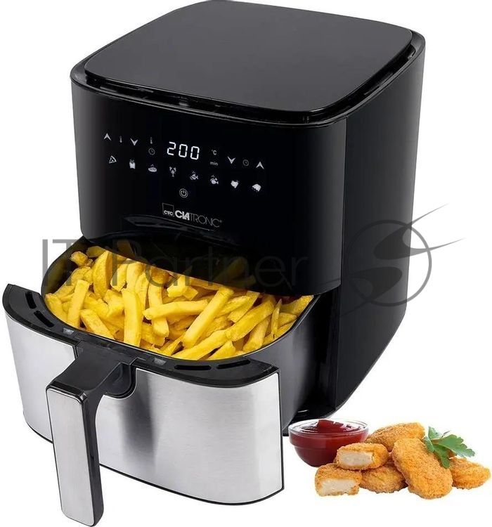 Аэрофритюрница Clatronic FR 3782 H черный/серебристый, 1450 Вт, 5 л, сенсор, 8 программ