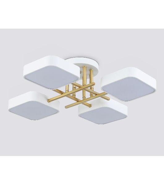 Люстра светодиодная на штанге Ambrella light FL516341/4 WH/GD белый/золото 72W 3000-6000K 550*550*150 (без ПДУ)