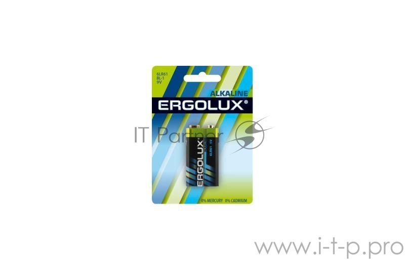 Элемент питания алкалиновый Ergolux "крона" 6LR61 BL-1 6LR61 BL-1 9В Alkaline (блист.1шт)