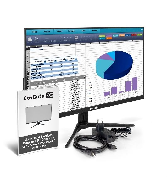Монитор с аудио 27" 100 Гц ExeGate ProSmart EH2700A (IPS LED Grade A+, FHD, 1920x1080@100Hz, 16:9, 280cd/m2, 1000:1, 178°/178°, 5ms, Speakers, D-Sub, HDMI, audio-out, Flicker-free, FreeSync, Low Blue Light, HDMI cable 1.5m, VESA, регулировка наклона (tilt