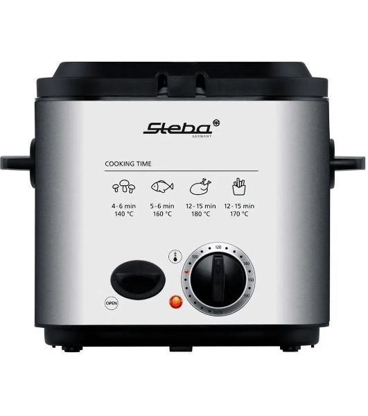 Фритюрница-фондю Steba DF 95 серебристый/чёрный, 840 Вт, 1.2 л, 0.4 кг, антипригарное покрытие